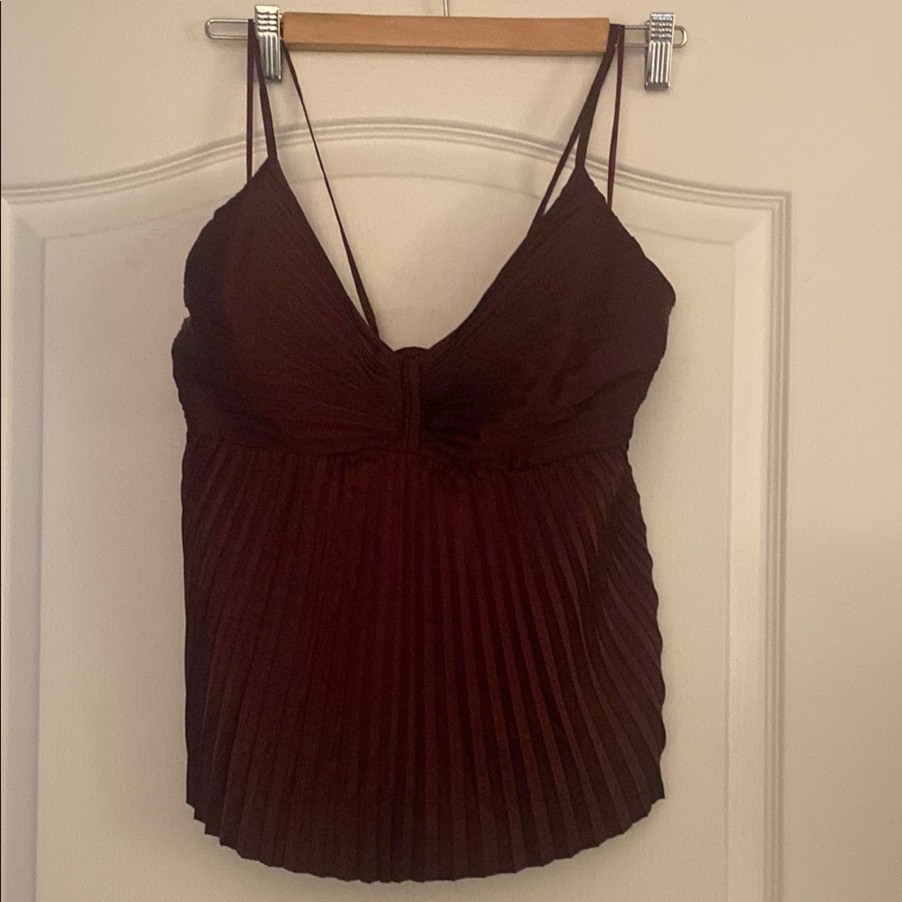 Elegant Burgundy Pleated Women's Top